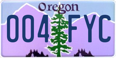 OR license plate 004FYC