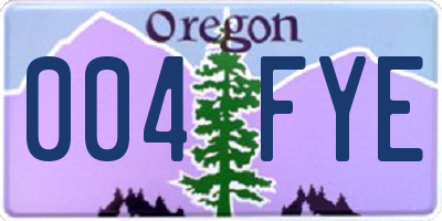 OR license plate 004FYE