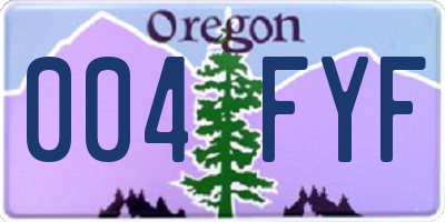 OR license plate 004FYF