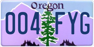 OR license plate 004FYG