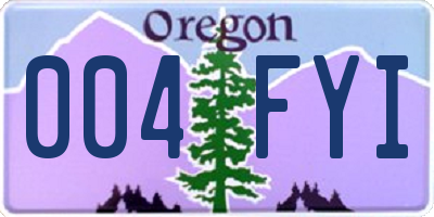 OR license plate 004FYI