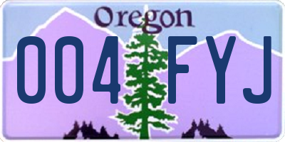 OR license plate 004FYJ
