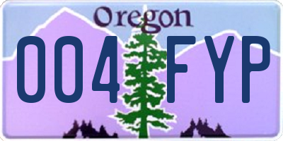 OR license plate 004FYP