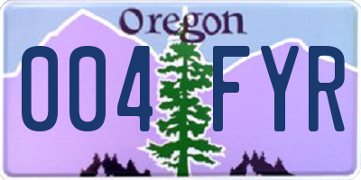 OR license plate 004FYR