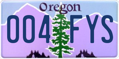 OR license plate 004FYS