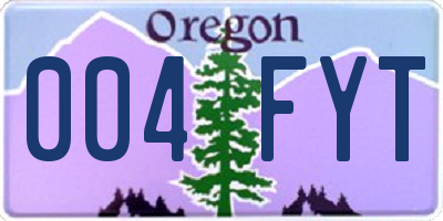 OR license plate 004FYT