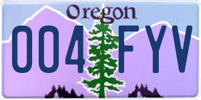 OR license plate 004FYV