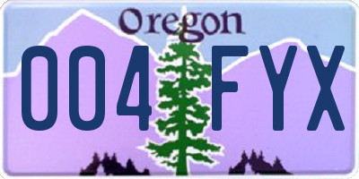 OR license plate 004FYX