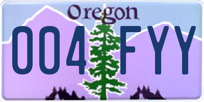 OR license plate 004FYY