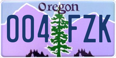 OR license plate 004FZK