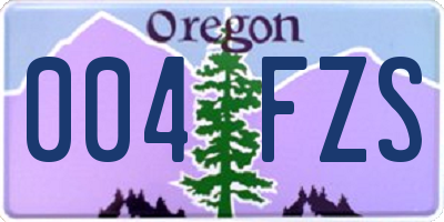 OR license plate 004FZS