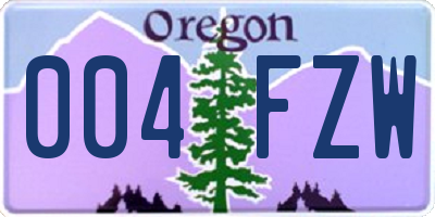 OR license plate 004FZW