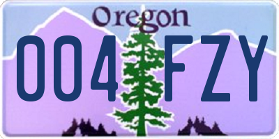 OR license plate 004FZY