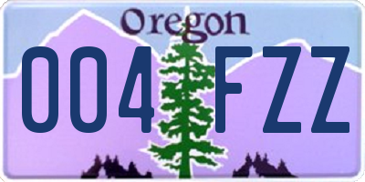 OR license plate 004FZZ