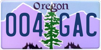 OR license plate 004GAC