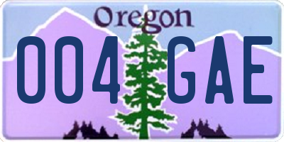 OR license plate 004GAE