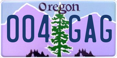 OR license plate 004GAG