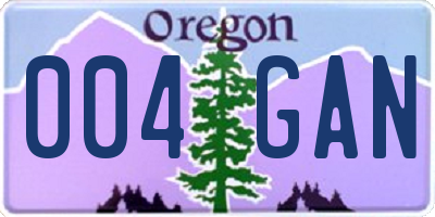OR license plate 004GAN