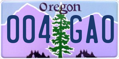 OR license plate 004GAO