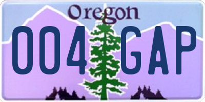 OR license plate 004GAP