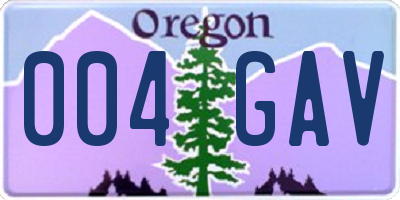 OR license plate 004GAV
