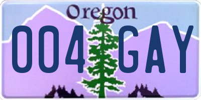 OR license plate 004GAY