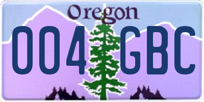OR license plate 004GBC