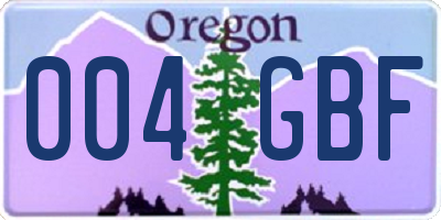OR license plate 004GBF