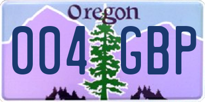 OR license plate 004GBP