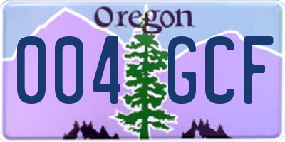 OR license plate 004GCF