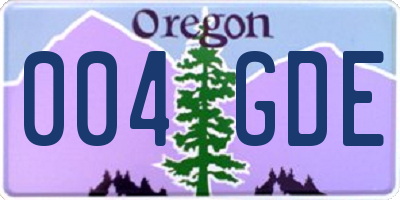 OR license plate 004GDE