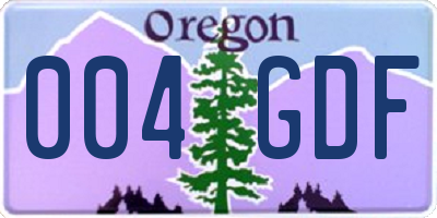 OR license plate 004GDF