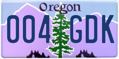 OR license plate 004GDK