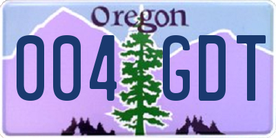 OR license plate 004GDT