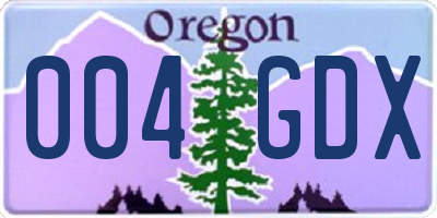 OR license plate 004GDX