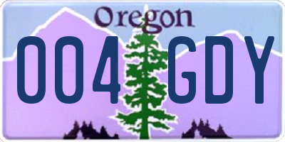 OR license plate 004GDY