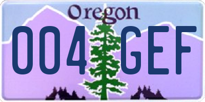 OR license plate 004GEF