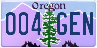 OR license plate 004GEN