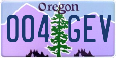 OR license plate 004GEV
