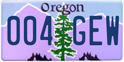 OR license plate 004GEW