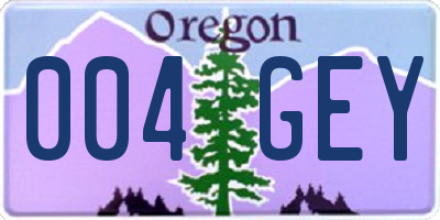OR license plate 004GEY