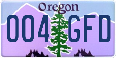 OR license plate 004GFD