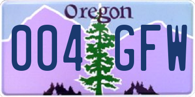 OR license plate 004GFW