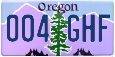 OR license plate 004GHF