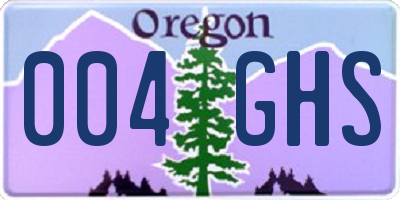 OR license plate 004GHS
