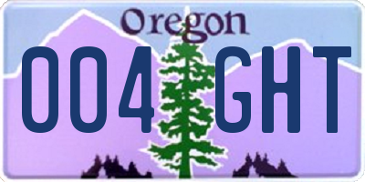 OR license plate 004GHT