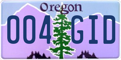 OR license plate 004GID