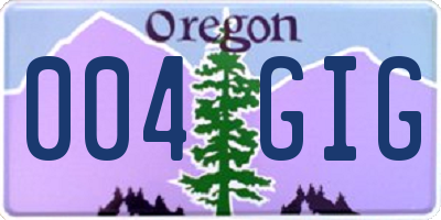 OR license plate 004GIG