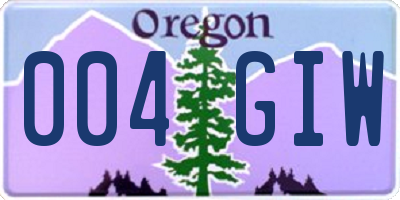 OR license plate 004GIW