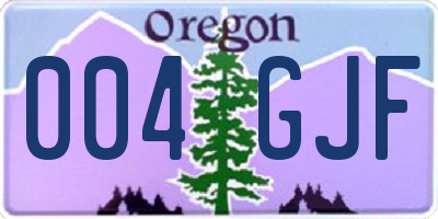 OR license plate 004GJF